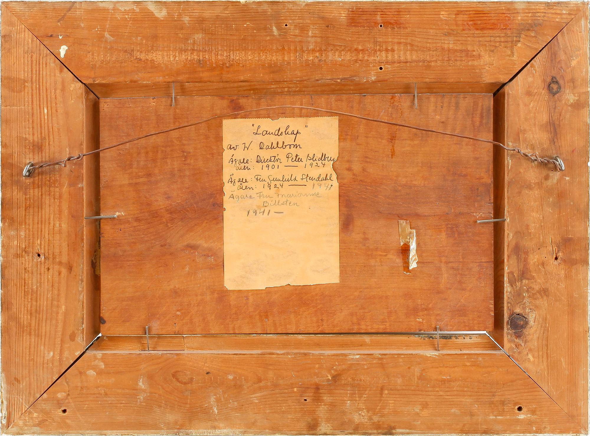 WILHELM DAHLBOM, olja på pannå. Signerad och daterad 1900.