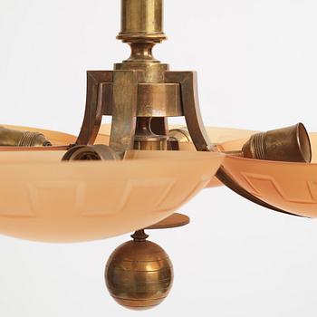 Harald Notini, chandelier, model "10034", Arvid Böhlmarks Lamp Factory, 1930s.