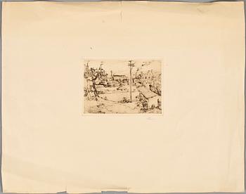 AXEL FRIDELL, torrnålsgravyrer, 2 st, sign.