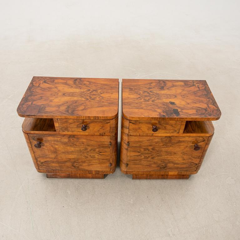 Bedside tables, a pair, Art Deco, first half of the 20th century.