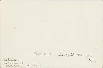 ULF RAHMBERG, Ink wash, signed with monogram and dated 1983 verso.