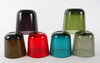 SKÅL MED GLAS, 6+1 delar, glas.