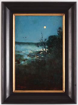 Elias Erdtman, Moonlight over watercourse (Heyst-sur-Mer).