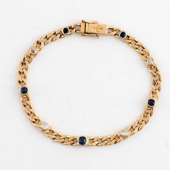 18K gold, brilliant cut diamond and sapphire bracelet, Balestra.