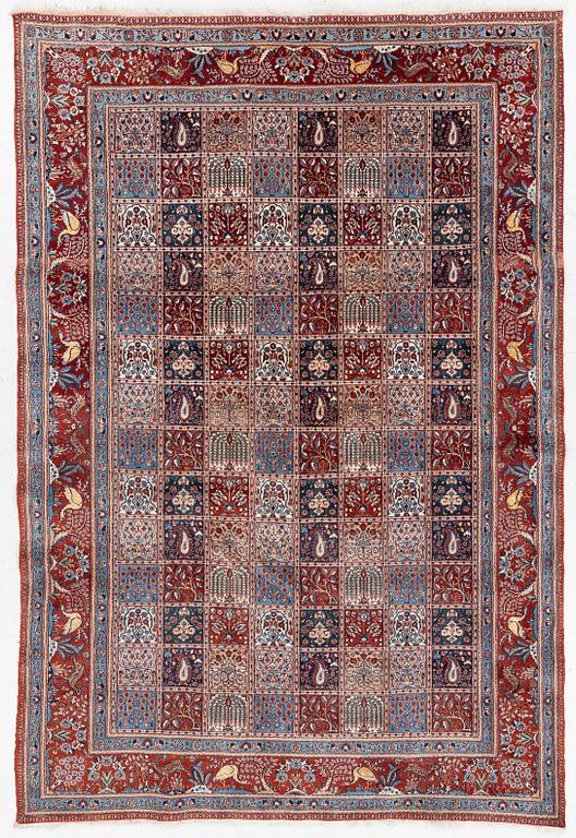 Rug, Moud, part silk, approx. 290 x 195 cm.