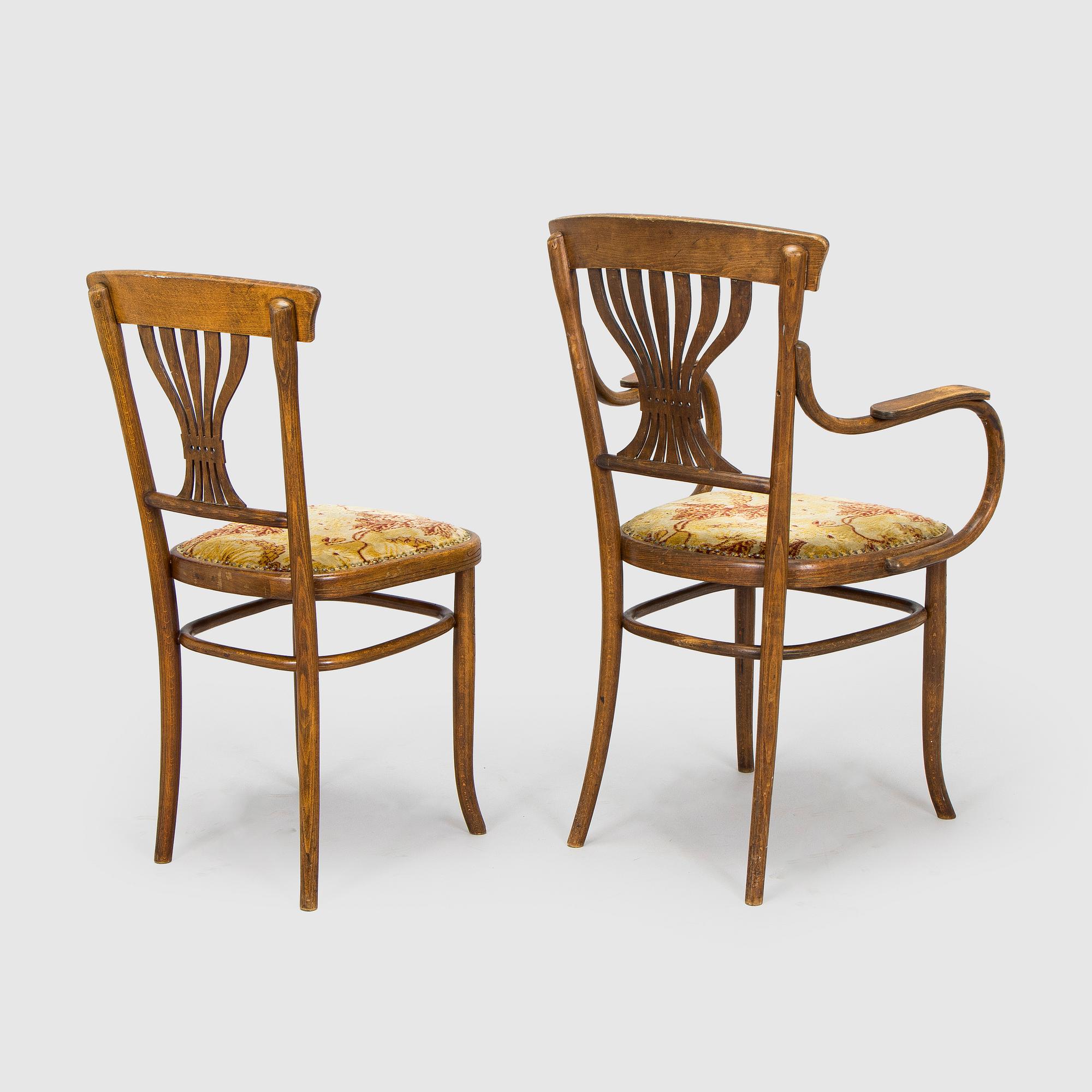 Early 20th century suite of furniture, 7 pieces, Fischer, Austria.