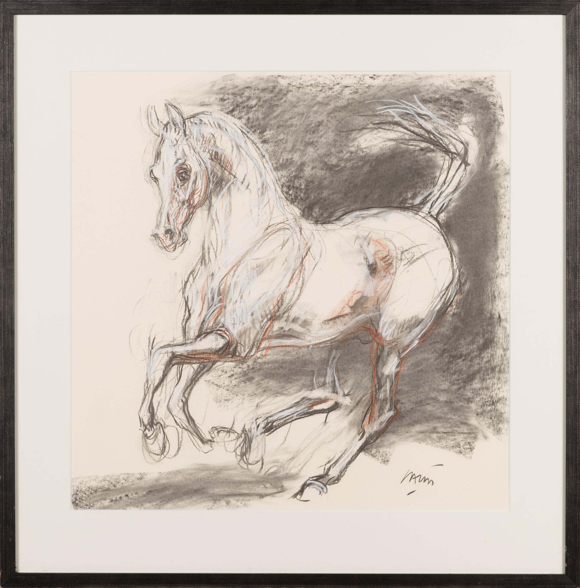 Jean-Louis Sauvat, mixed media on paper, signed.