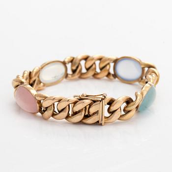 Armband, 14K guld, och cabochonslipade stenar.