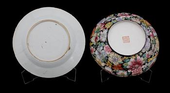 SKÅL med LOCK samt TALLRIK, porslin. Kina 1800-tal.