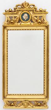 A Gustavian style mirror, Glas & Trä, Hovmantorp, mid-20th Century.
