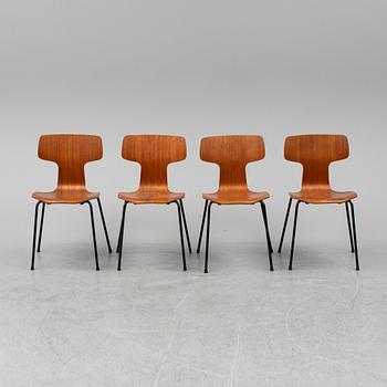 ARNE JACOBSEN, stolar, 4 st, modell 3103 "T-stolen", Fritz Hansen, Danmark, 1964-5.