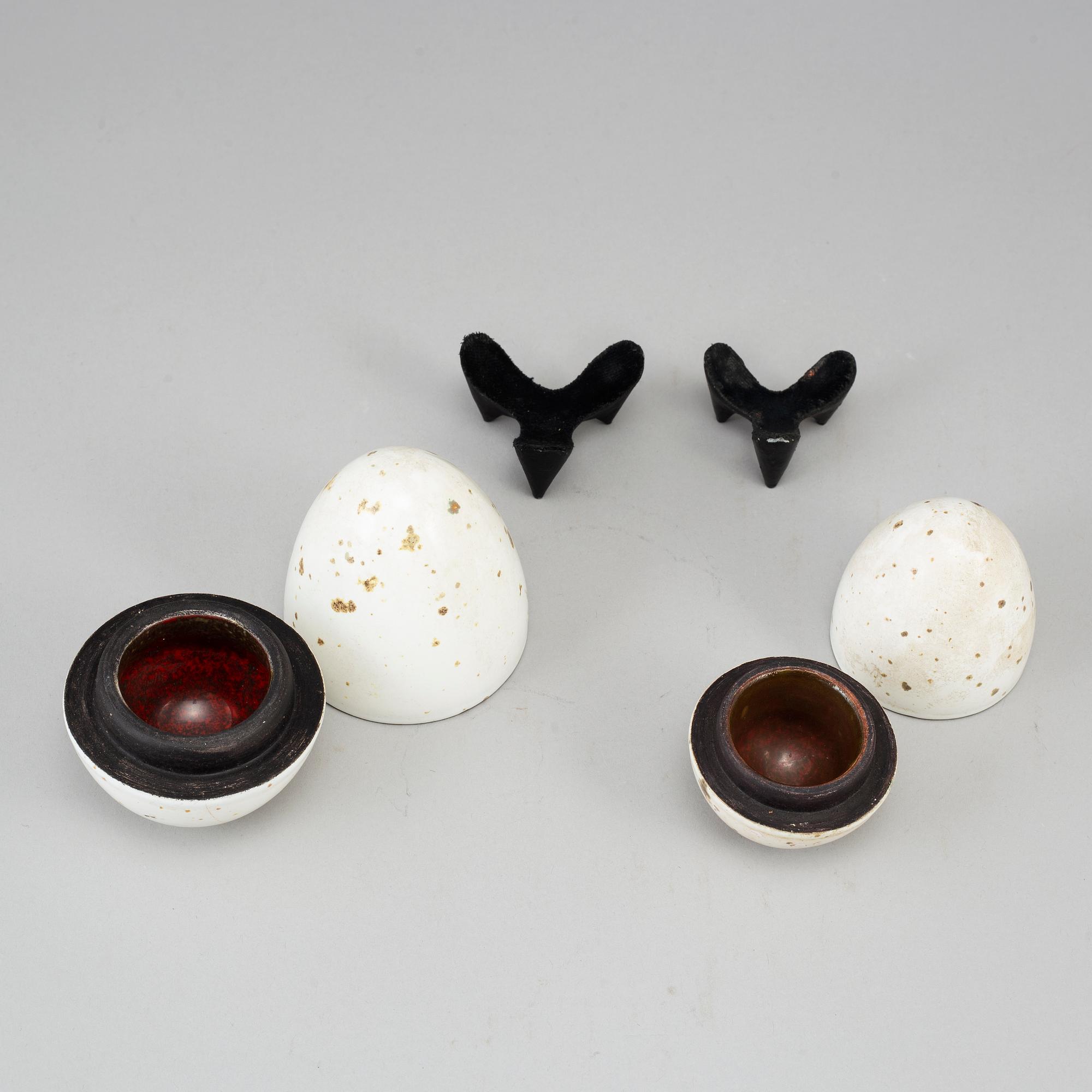 Hans Hedberg, HANS HEDBERG, two faience sculptures of eggs, Biot, France.