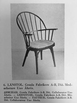 Uno Åhrén, a black stained birch chair, Gemla Sweden 1930's. This model was introduced at the 1930 Stockholm Exhibition.