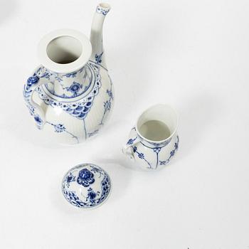 Royal Copenhagen, A 28-piece half lace porcelain servicem 'Blue Fluted', Denmark, 1960-68.