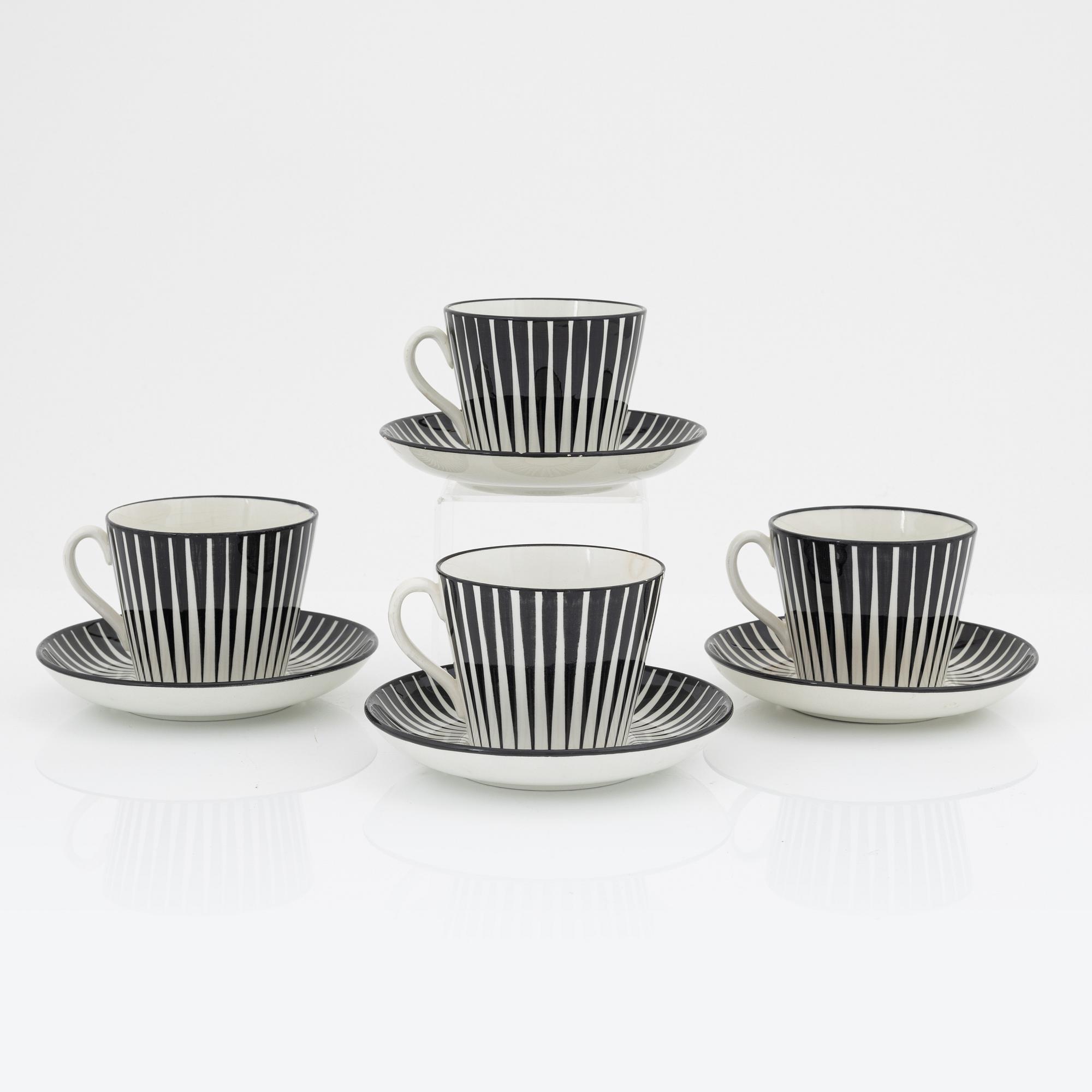 A set of four teacups with saucers  by Eugen Trost for Gefle.
