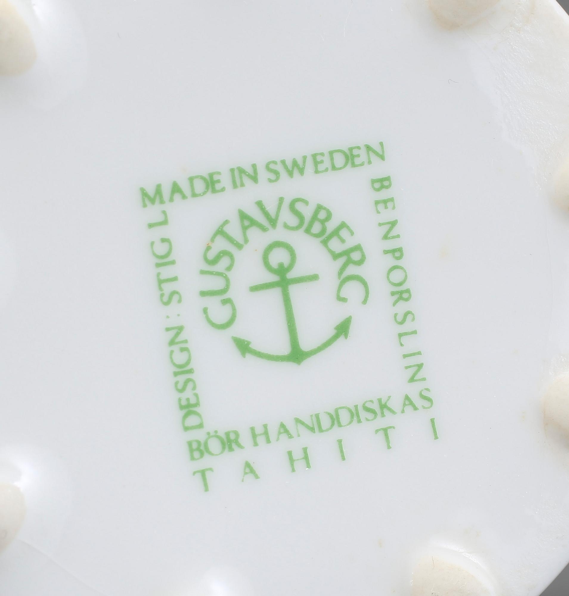 KAFFEKOPPAR 8 st MED FAT, benporslin, Tahiti, Stig Lindberg, Gustavsberg.