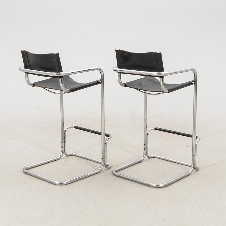 Bar stools, a pair from the late 20th century.