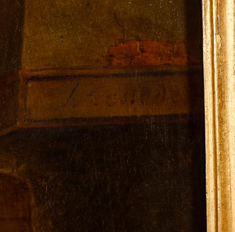 ADRIAEN VAN OSTADE, hans art, olja på pannå, 1800-tal.