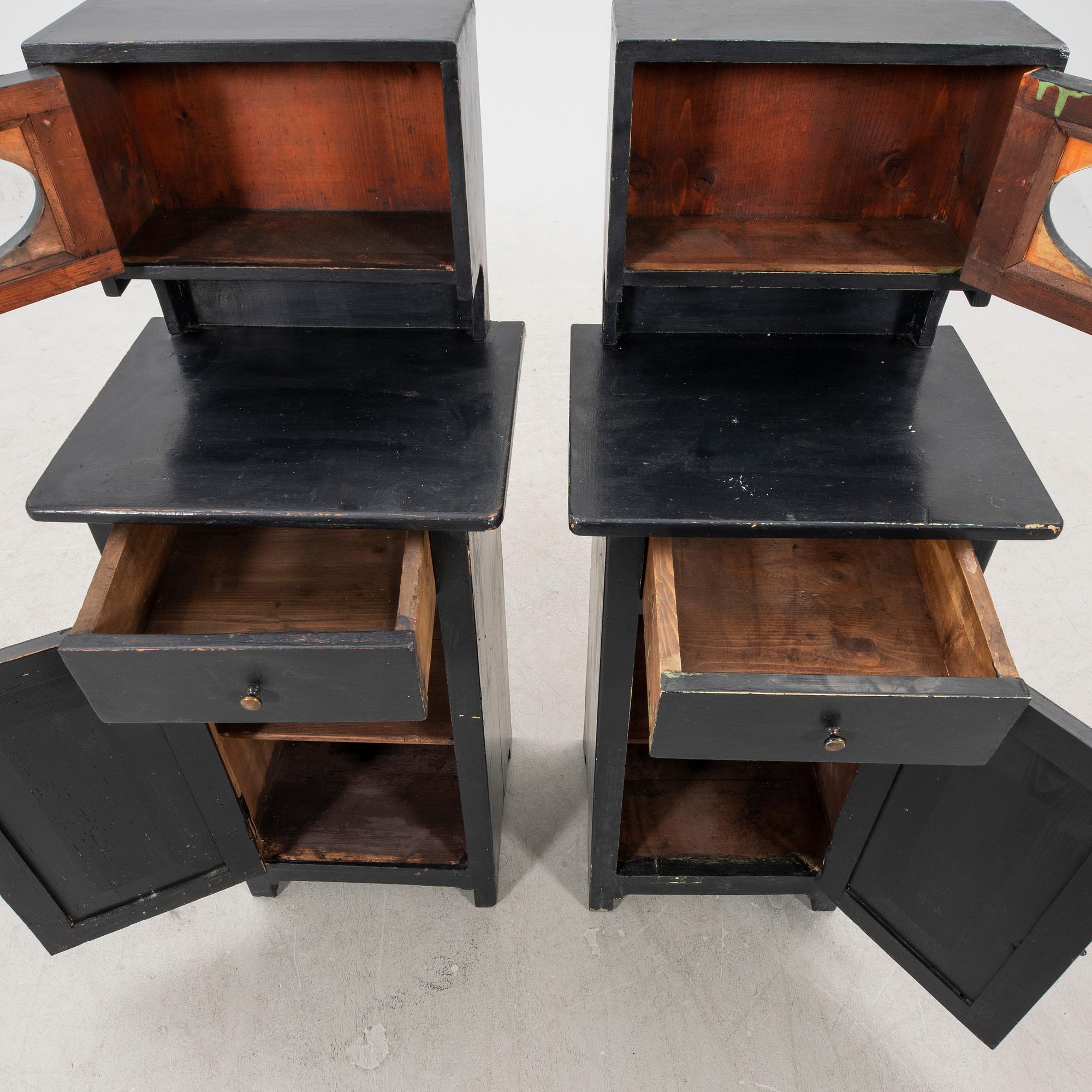 A pair of painted bedside tables first half of the 20th century.
