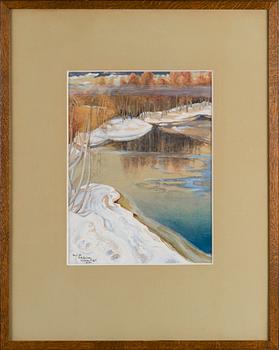 ERNST G. HEDMAN, mixed media, signed copy after Pekka Halonen 23 II -11 Ernst G. Hedman.
