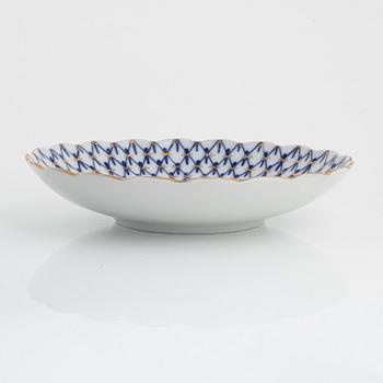 A 20-piece Lomonosov 'Cobalt Net' porcelain coffee set, USSR.