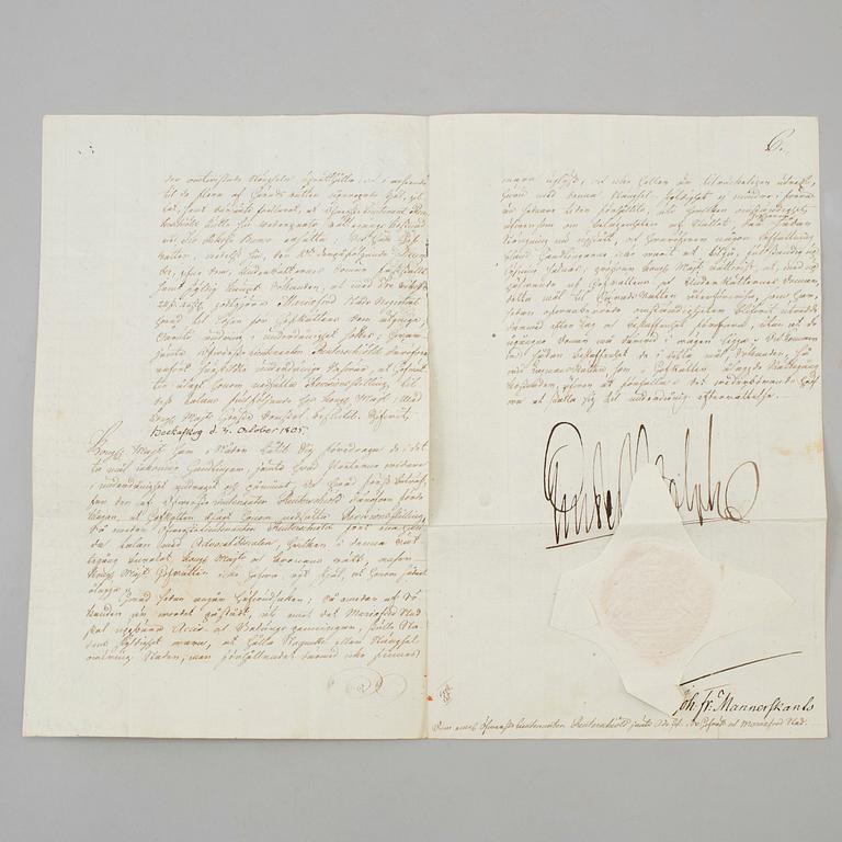 A ROYAL AUTOGRAPHS, 2 p, Gustav IV Adolf (1778-1837).