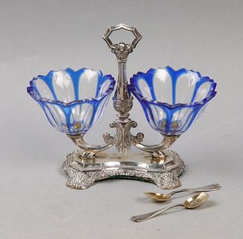 SALTKAR, silver och glas, senempire, Österrike-Ungern, 1800-talets mitt.