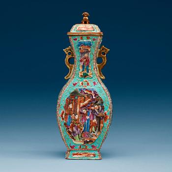 1723. A famille rose vase with cover, Qing dynasty, Qianlong (1736-95).