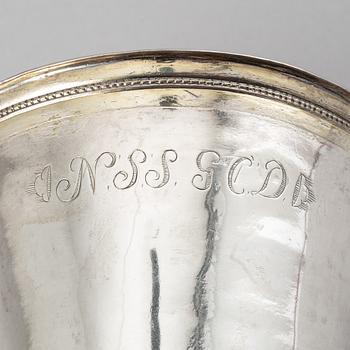 A Swedish 18th century parcel-gilt silver beaker, marke of Bengt Collin, Uppsala 1752.
