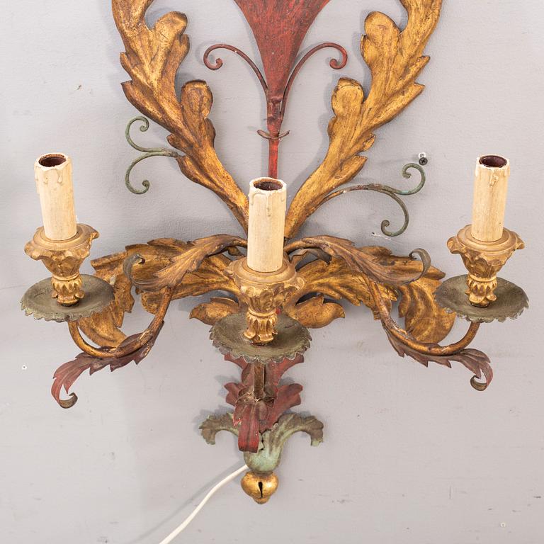 Vägglampetter ett par barockstil 1900-tal Italien.
