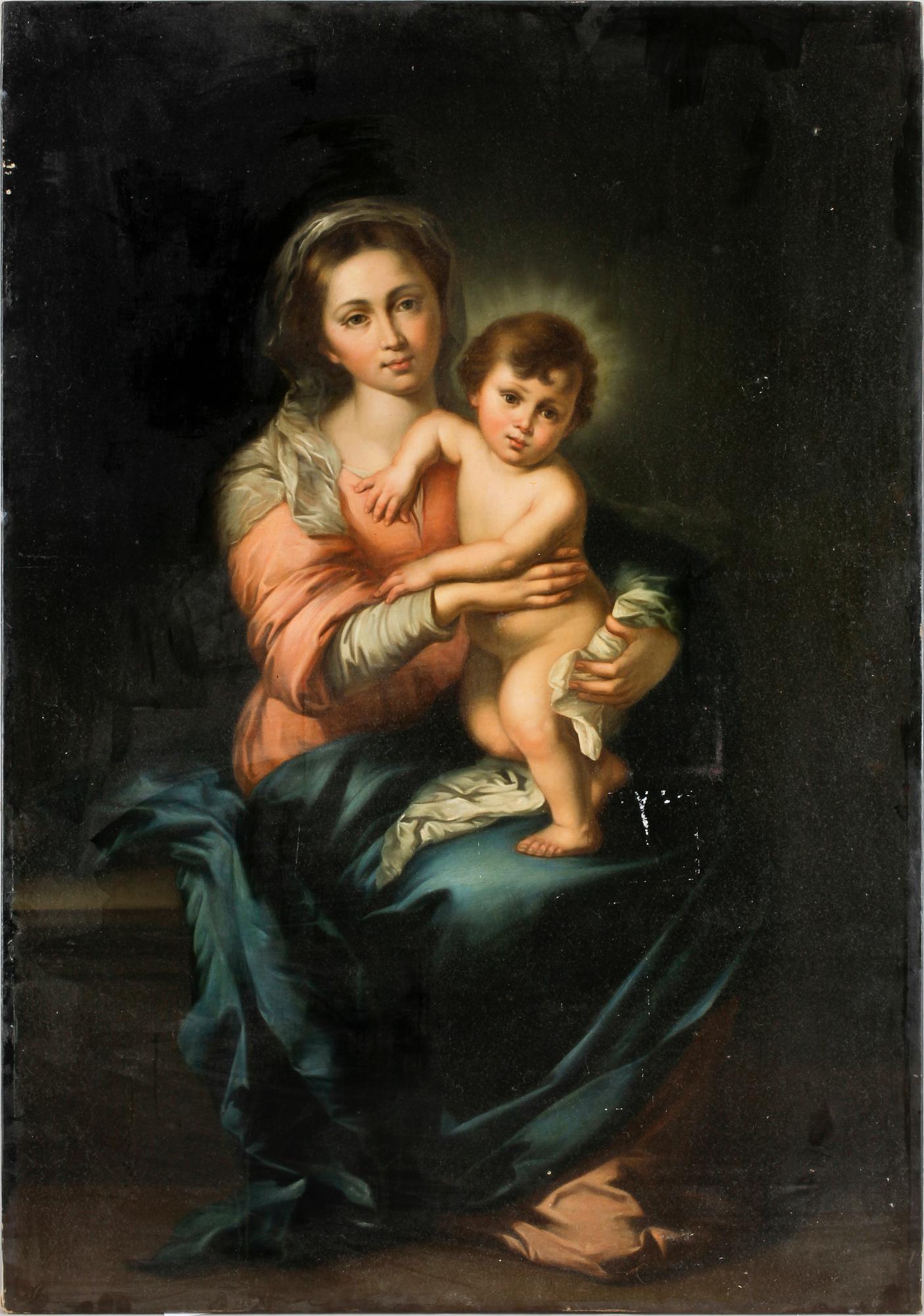 BARTOLOMÉ ESTEBAN MURILLO, efter, olja på duk, 1800-/1900-tal.