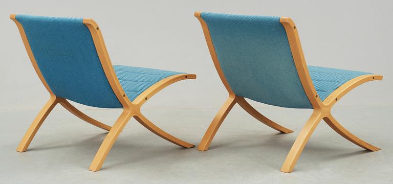 FÅTÖLJER, ett par, "X-stolen", Peter Hvidt & Orla Molgaard Nielsen, Fritz Hansen, Danmark, 1979.