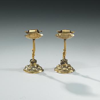 A PAIR OF BAROQUE SALT CELLARS.