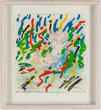 Erik Dietman, mixed media on paper, signed and dated -80.