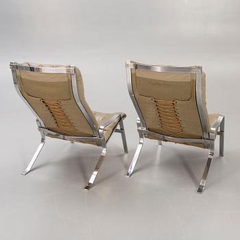 Erling Revheim, fåtöljer 2 st samt fotpall "Relax", Hove möbler 1970-tal.
