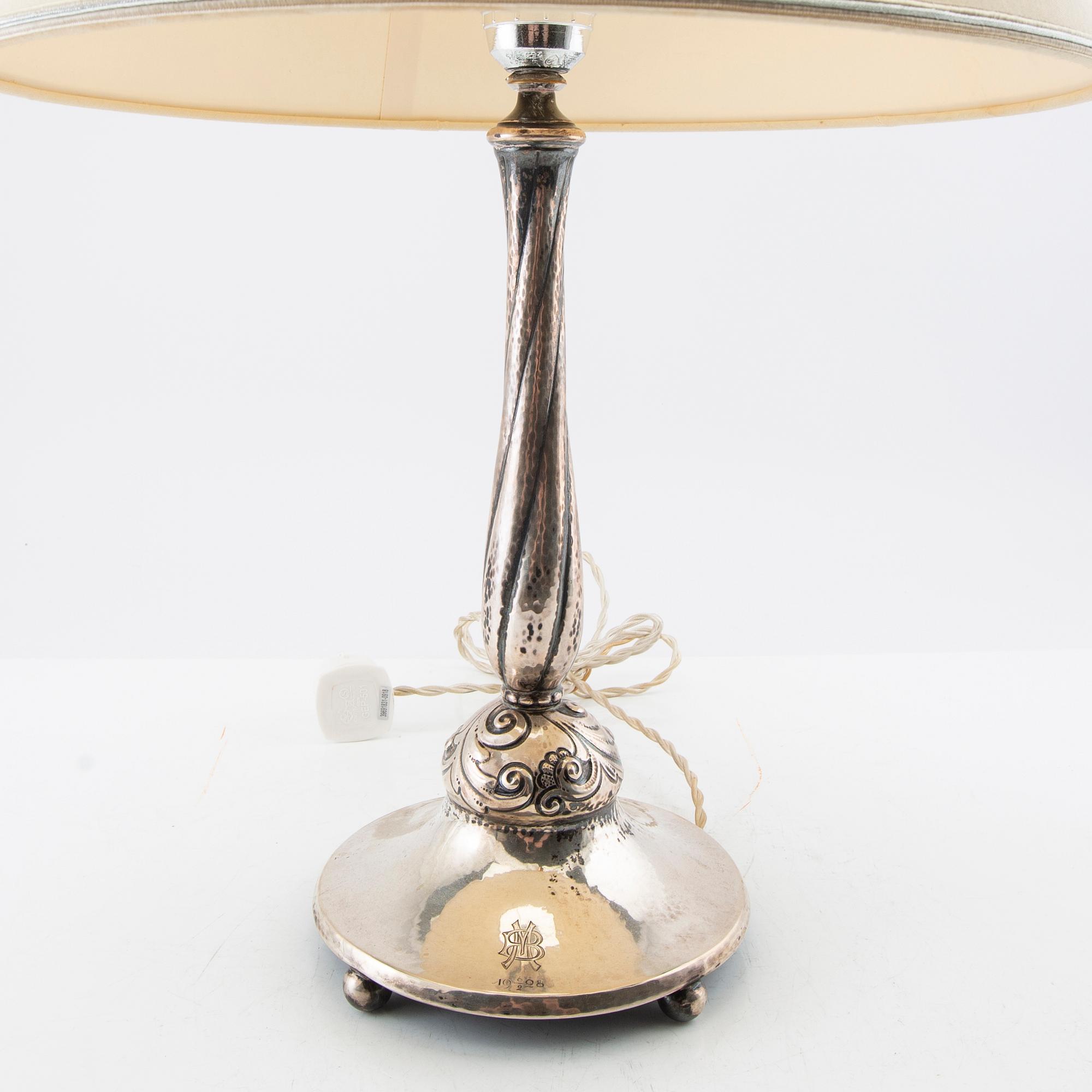 K Anderson Lamp Base Silver Stockholm 1927.