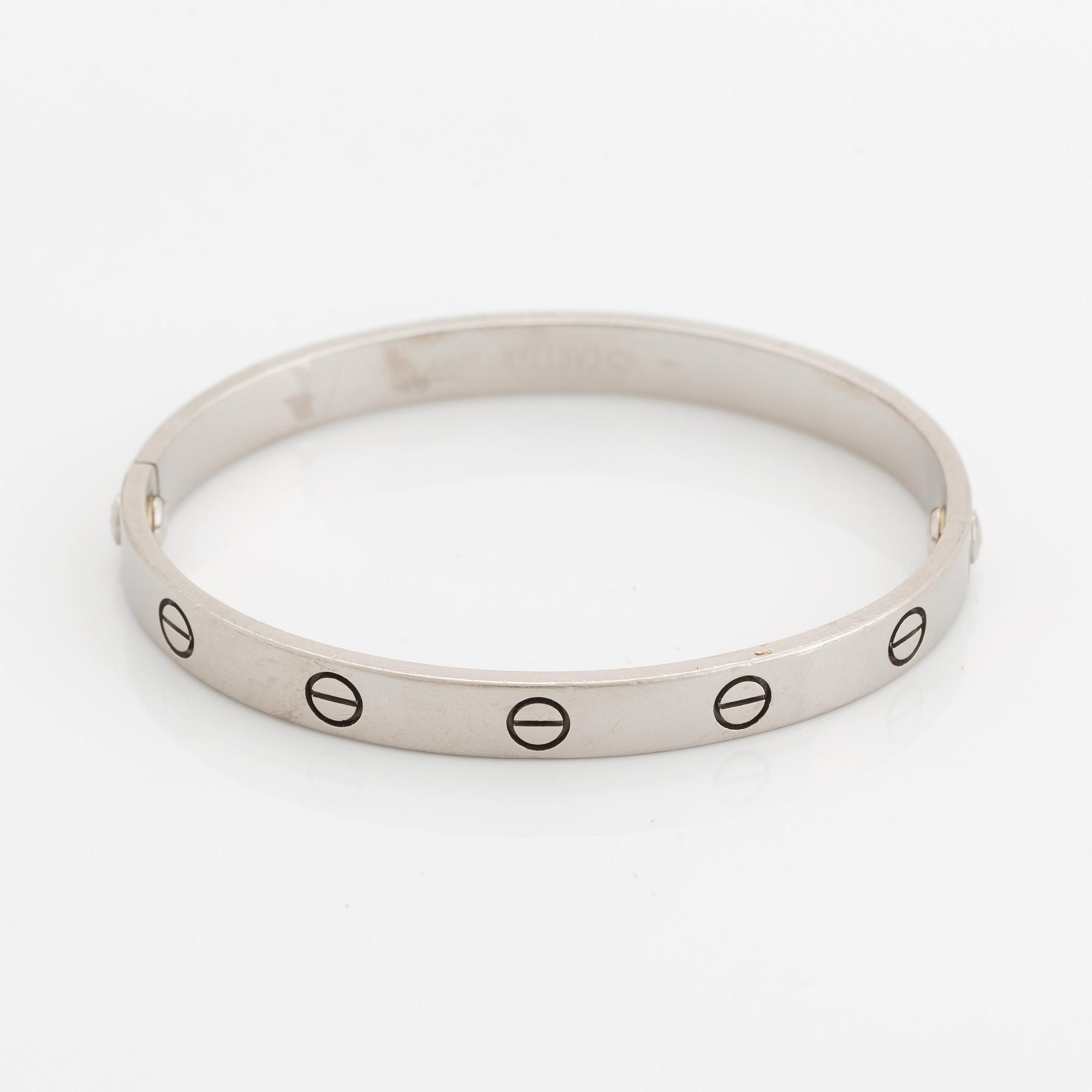 A Cartier "Love" bracelet in 18K white gold.