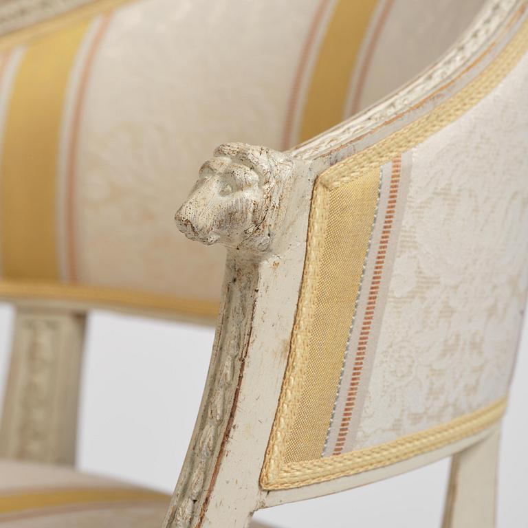 A matched pair of late Gustavian armchairs.