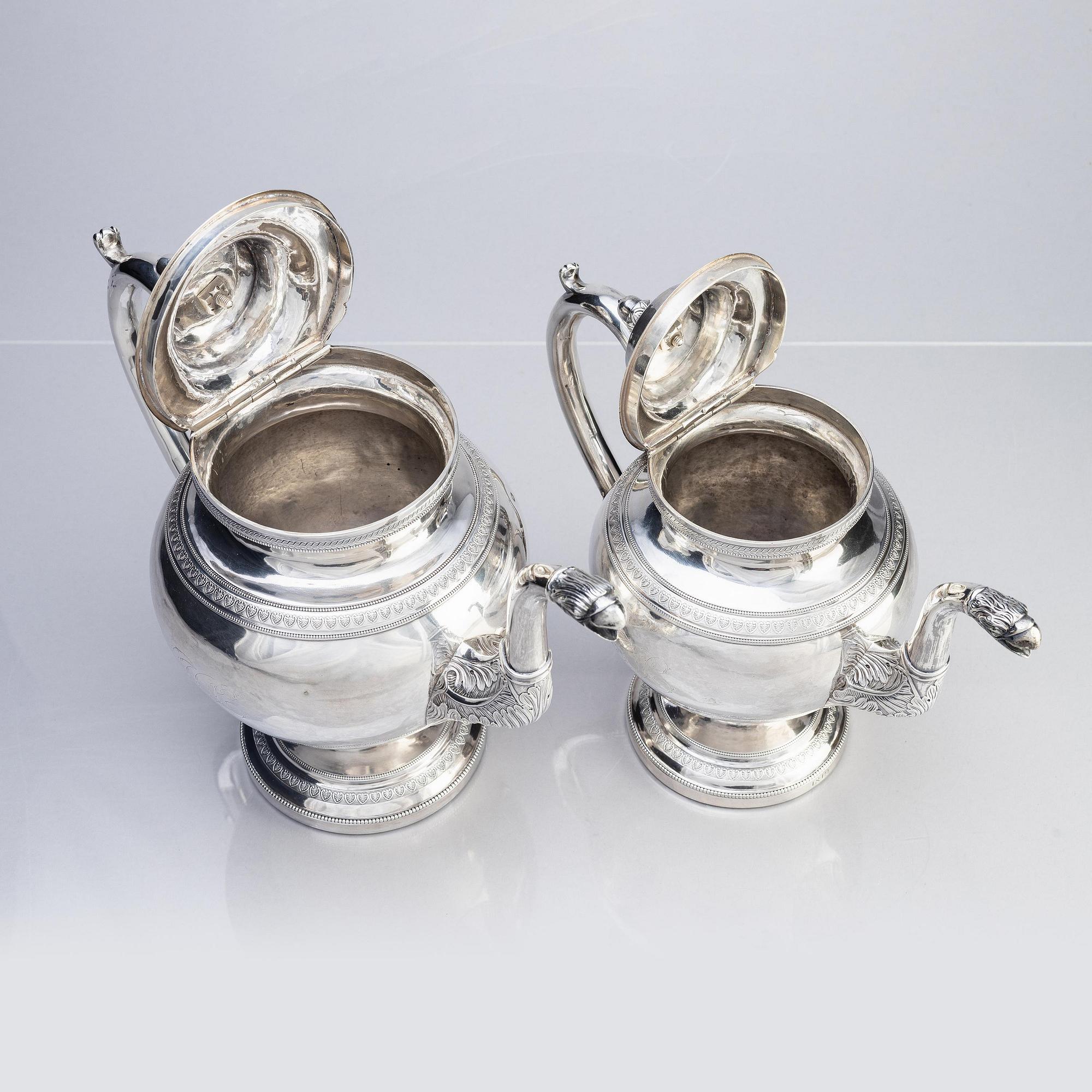 A four-piece silver tea and coffee service, marks of John McMullin, Philadelphia, circa 1820.