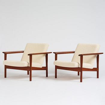 Aksel Bender Madsen & Ejner Larsen, a pair of easy chairs, cabinetmaker Willy Beck, Denmark 1950-60s.