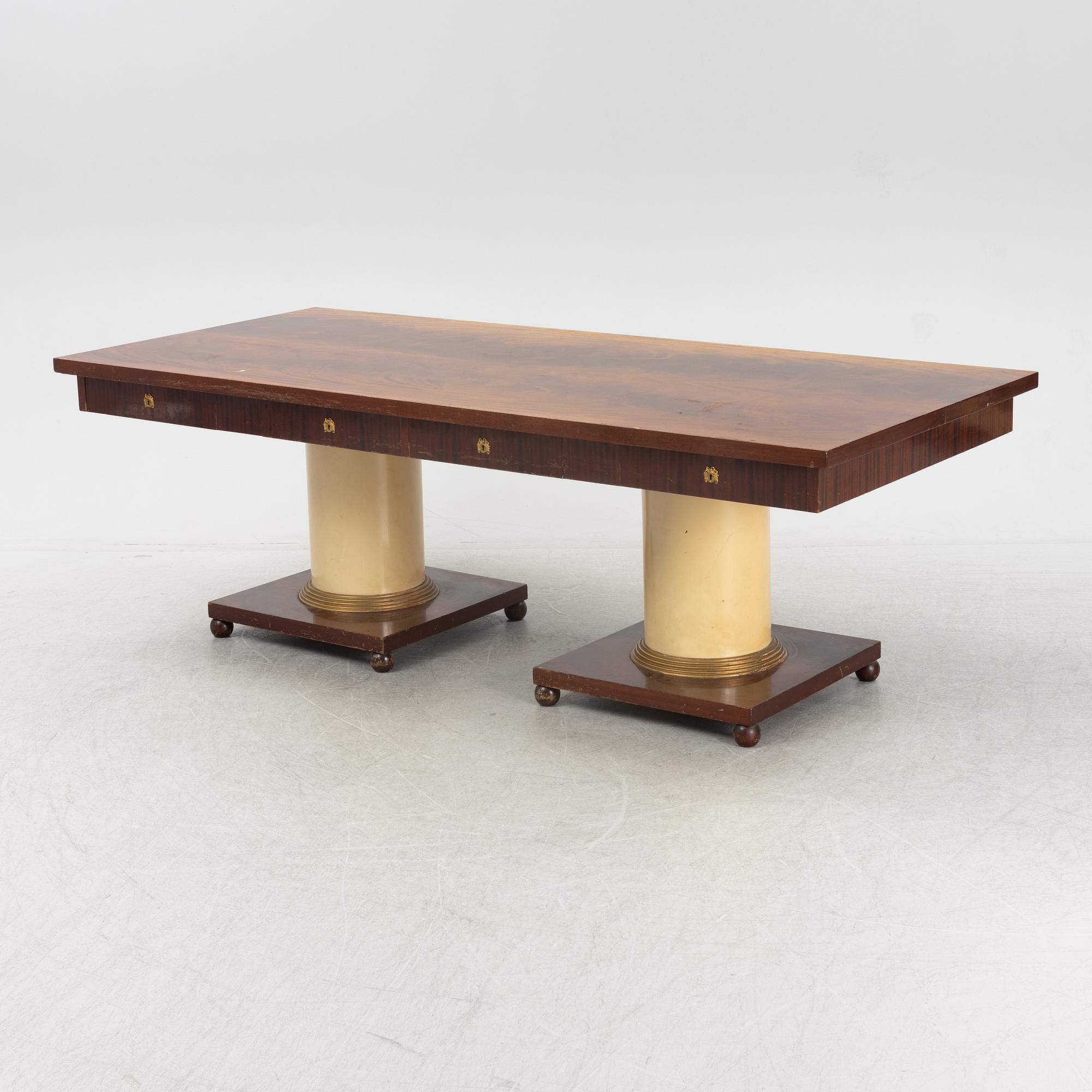 An Empire style library table, first half of the 20th century.