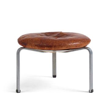 539. Poul Kjaerholm, a 'PK-33' brown leather cushion stool, ed. E. Kold Christensen, Denmark.