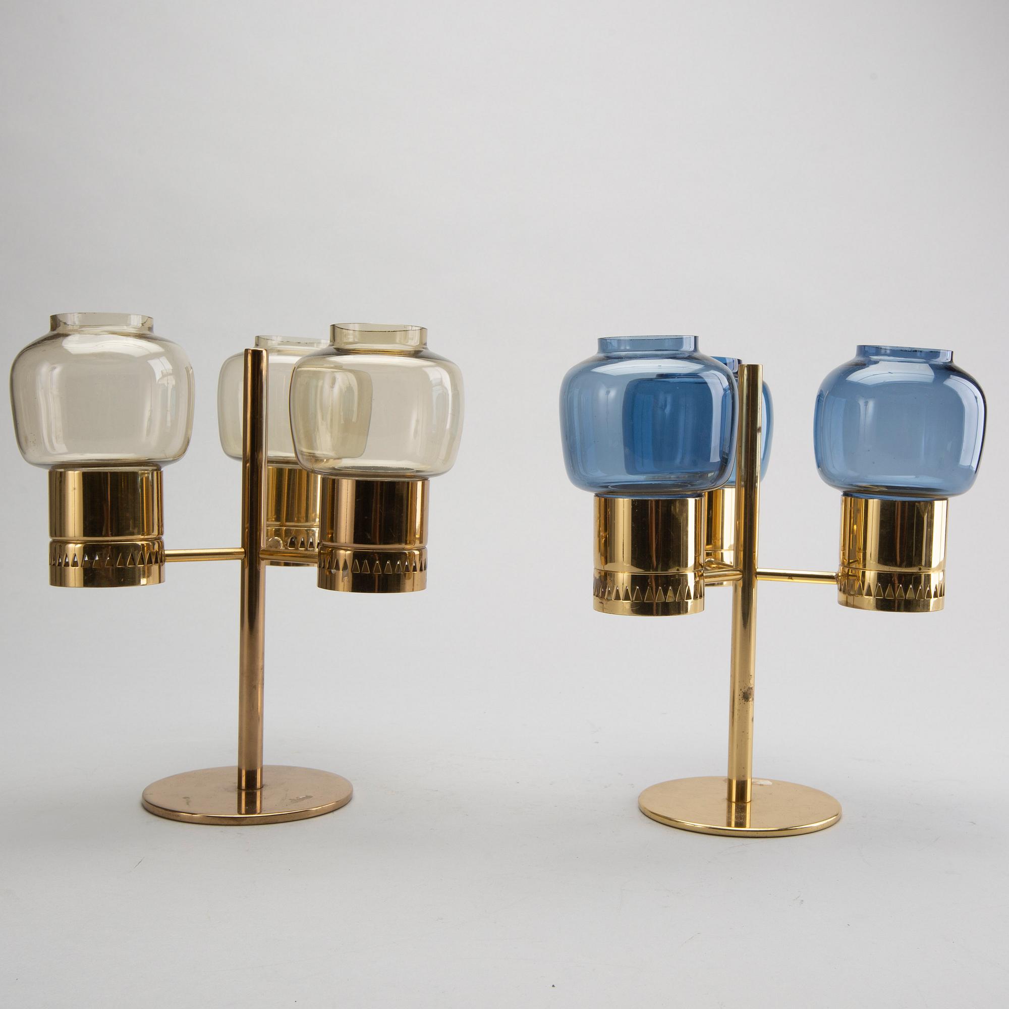 HANS-AGNE JAKOBSSON, Two table candle holders and one wall candle holder, Markaryd, second half of the 20th century.
