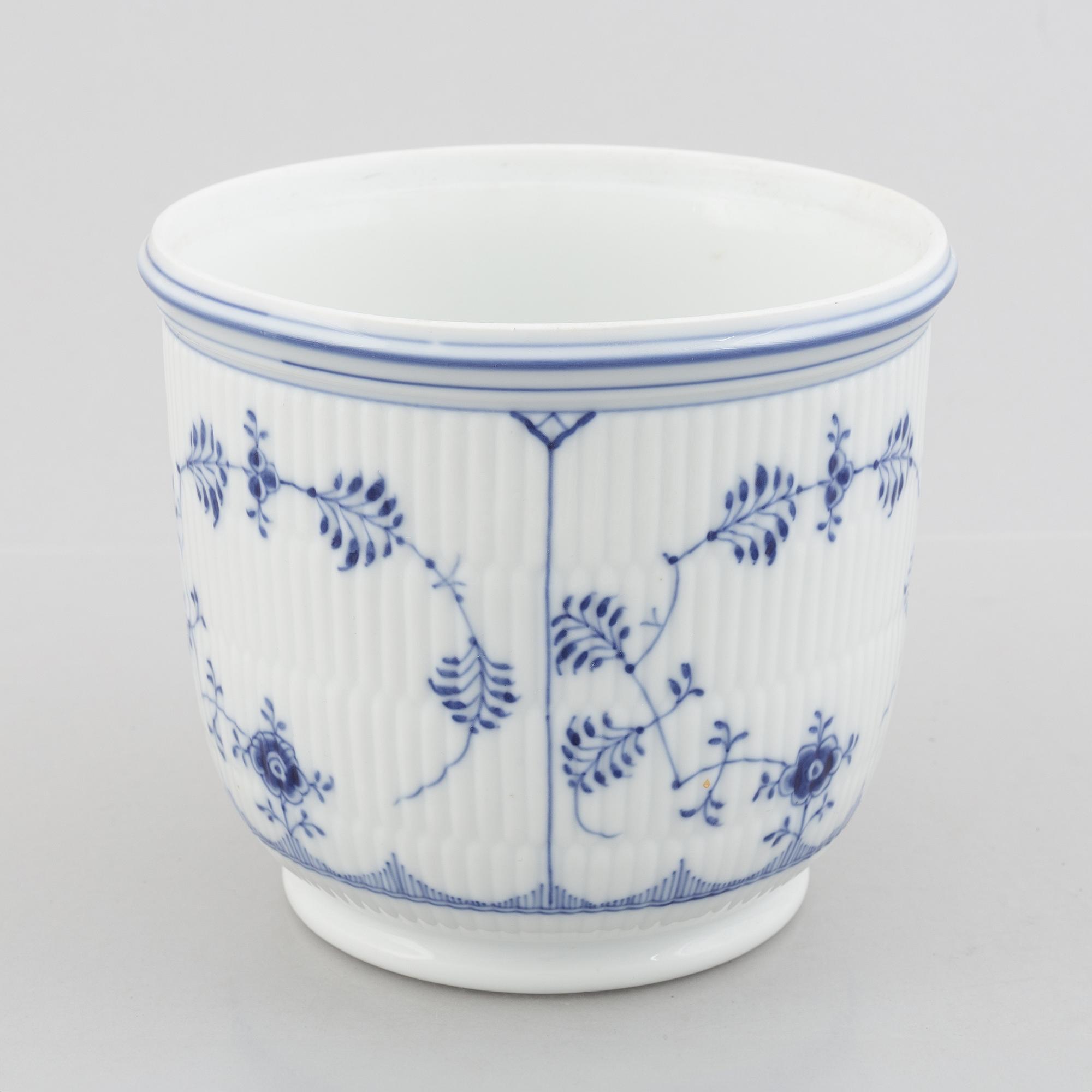 Ytterfoder / kruka, porslin, "Musselmalet", Royal Copenhagen, modell 122, 1898-1923.