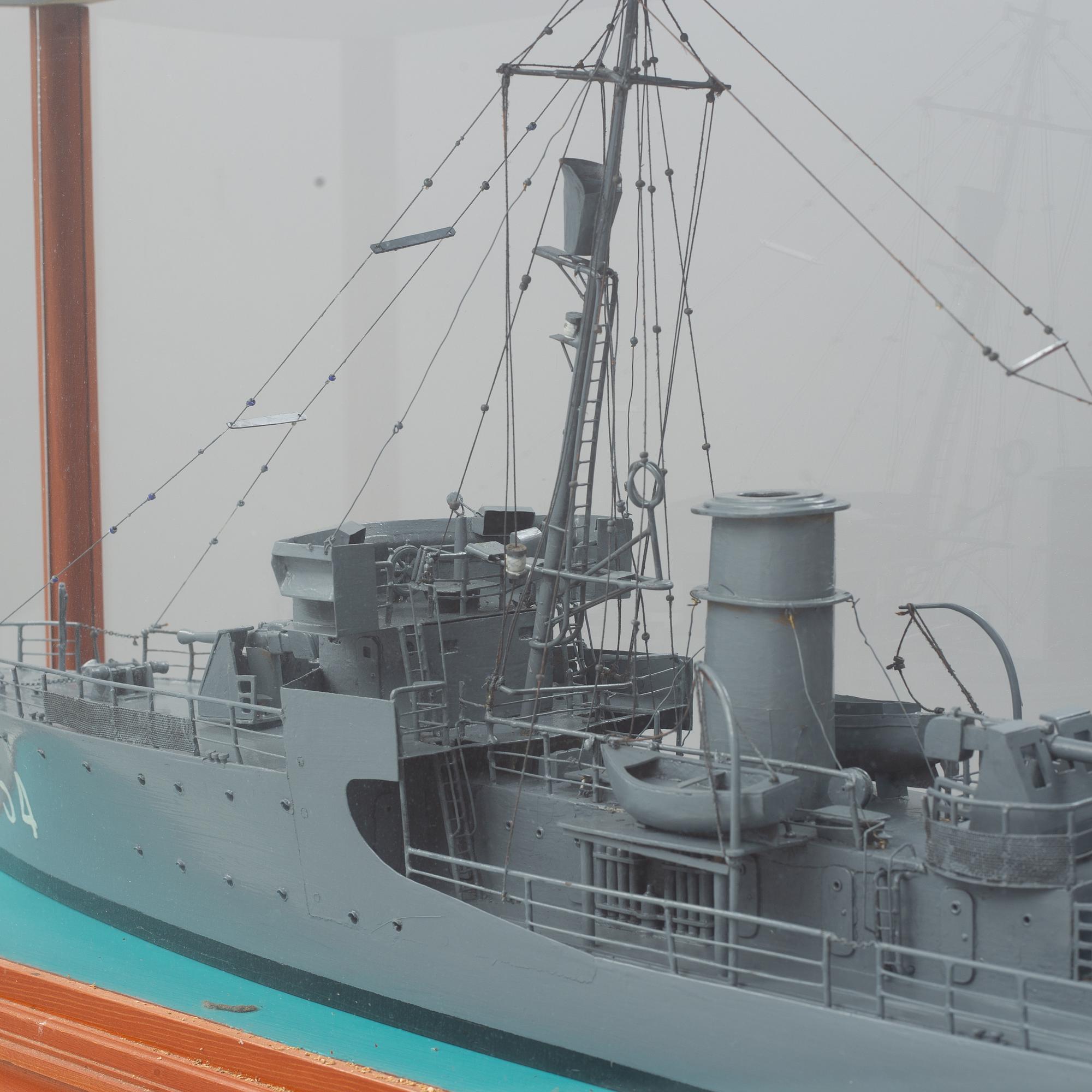 A scale modelship of the Swedish minesweeper HMS Landsort.