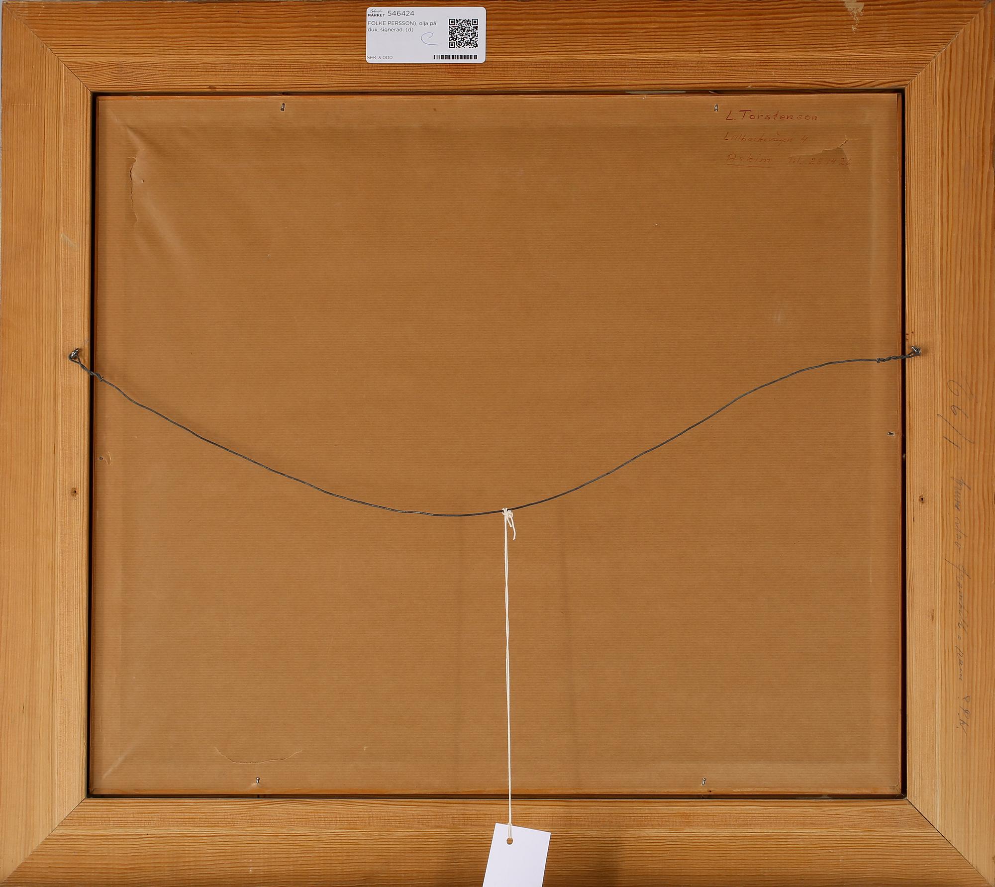 FOLKE PERSSON, olja på duk, signerad.