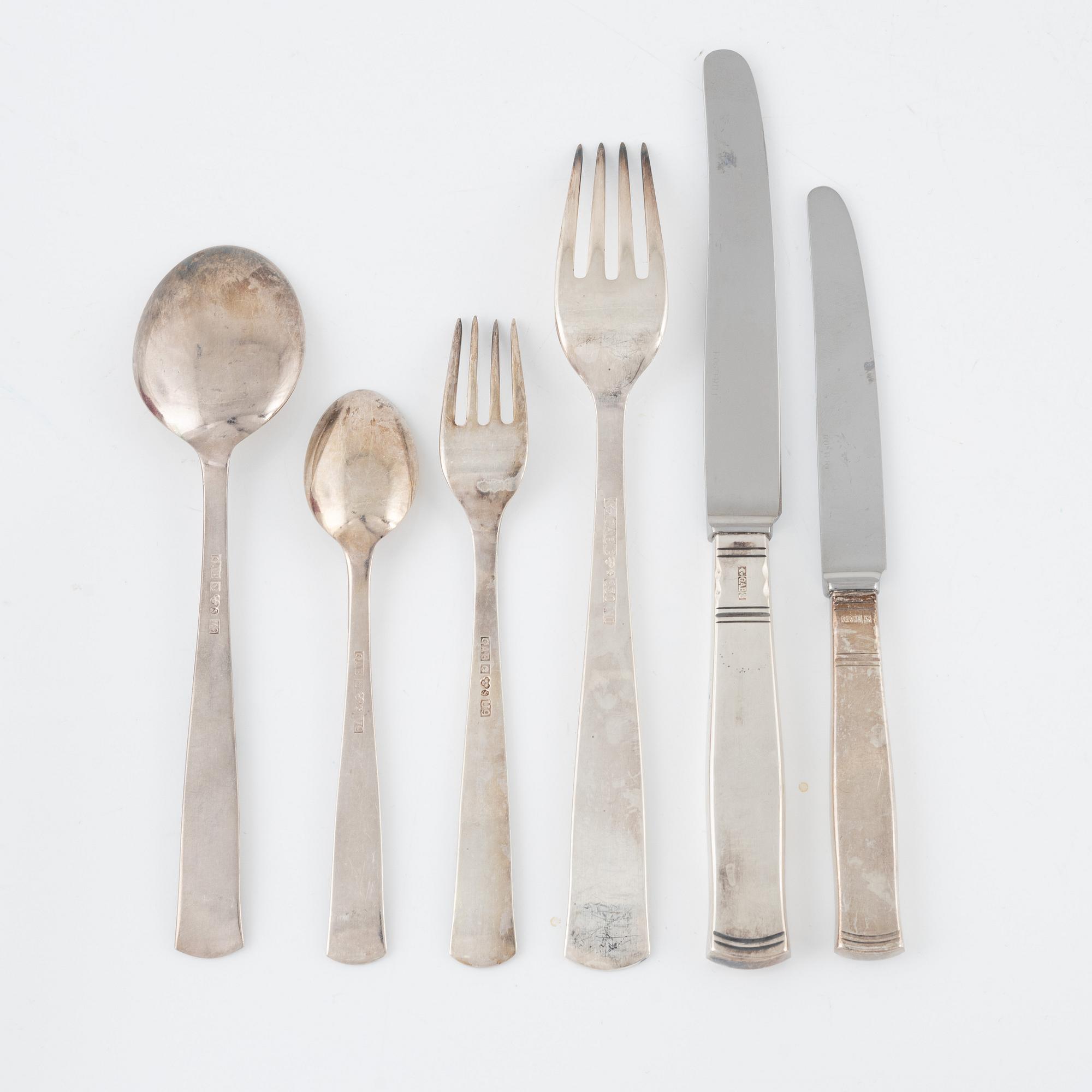 Jacob Ängman, a 49-piece silver cutlery set, 'Rosenholm', GAB, Eskilstuna, 1970-82.