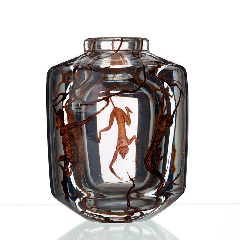 An Edward Hald 'graal' glass vase, Orrefors, Sweden 1939.