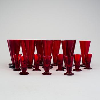 REIJMYRE, 8+10 glas, rubinrött glas, Reijmyre, 1950-/60-tal.