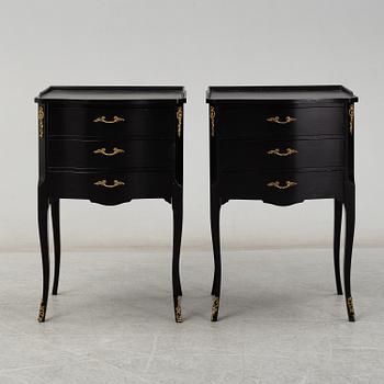 A second half of the 20th Century rococo style pair of bedside drawers.